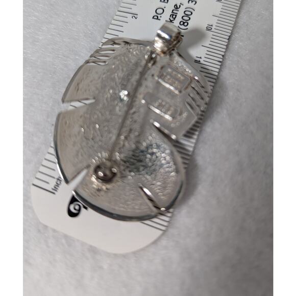 Michael Kirk Designs Lapis lazuli and Turquoise SS Leaf pattern pin/pendant - Picture 7 of 9